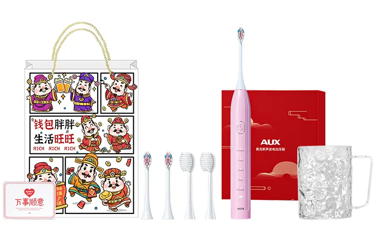 Электрическая зубная щетка AUX, Red (Back to School Season Shopping Bag+Rinse Cups+Brush Heads*3) — фото 3
