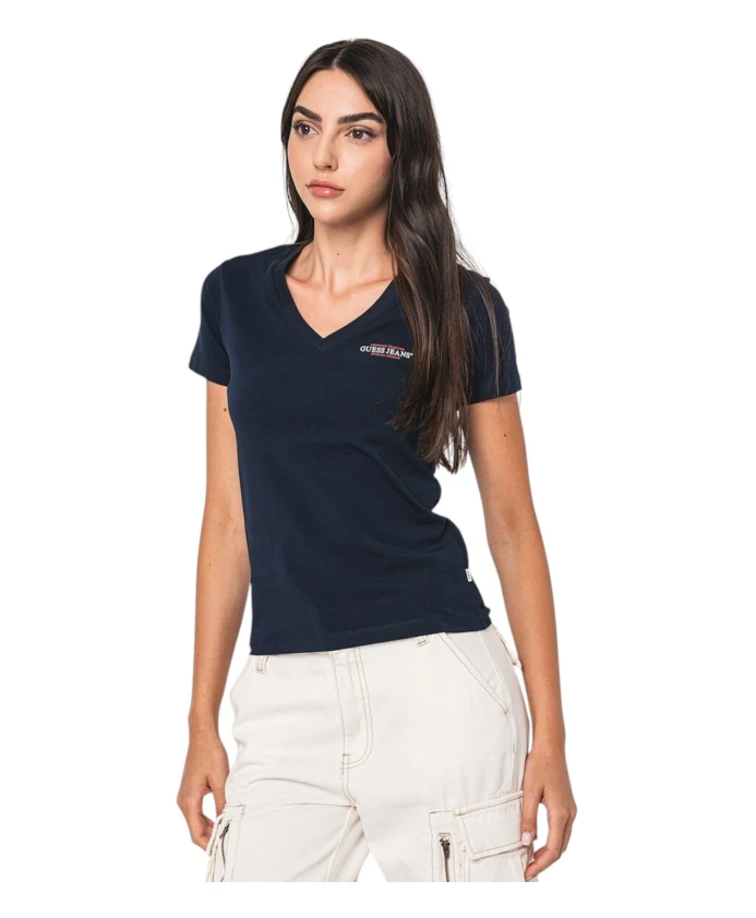 

Футболка приталенного кроя из органического хлопка Guess, синий