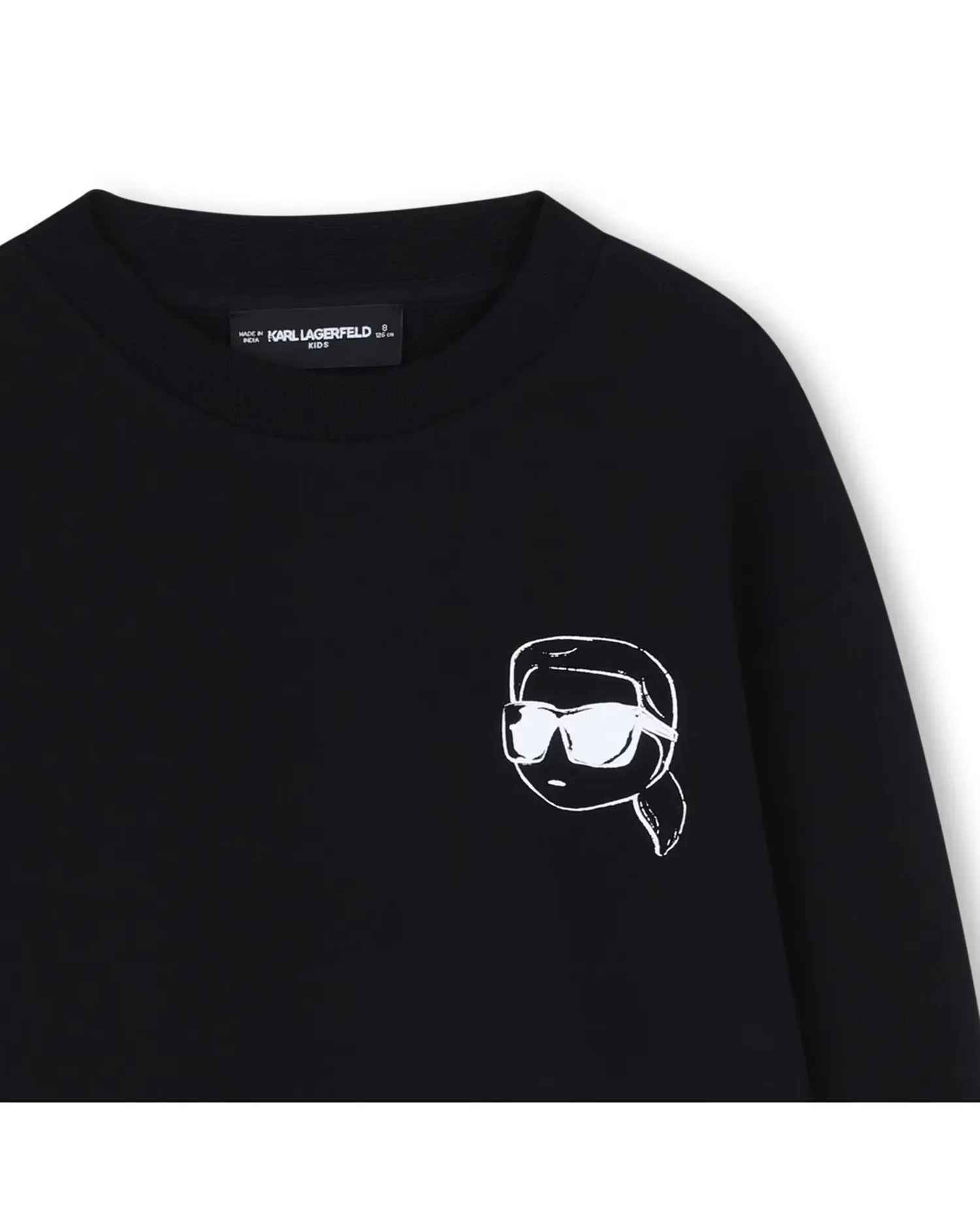 Детская толстовка без капюшона с рисунком спереди из хлопка Karl Lagerfeld Kids, черный — фото 2
