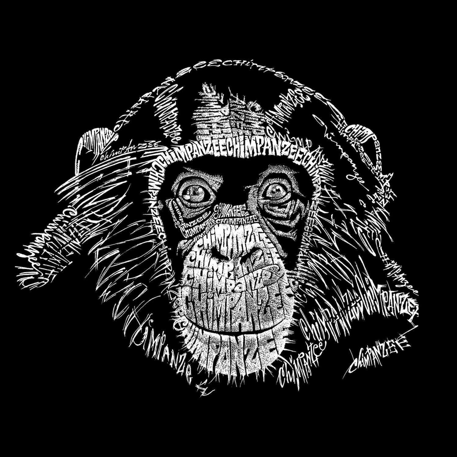 

Шимпанзе - мужская футболка с рисунком Word Art LA Pop Art, серый