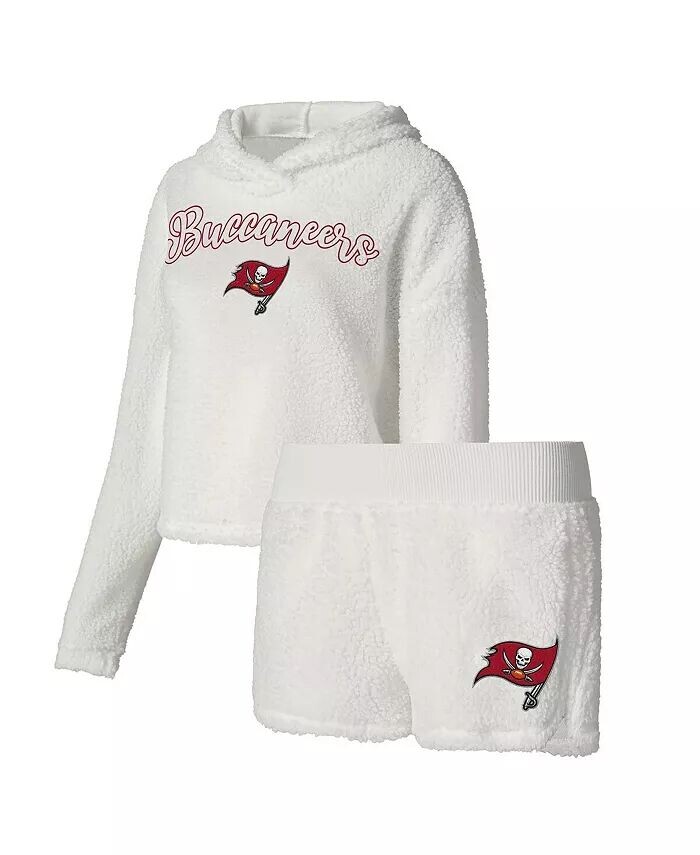 

Женский белый пушистый свитер Tampa Bay Buccaneers, толстовка и шорты для сна Concepts Sport