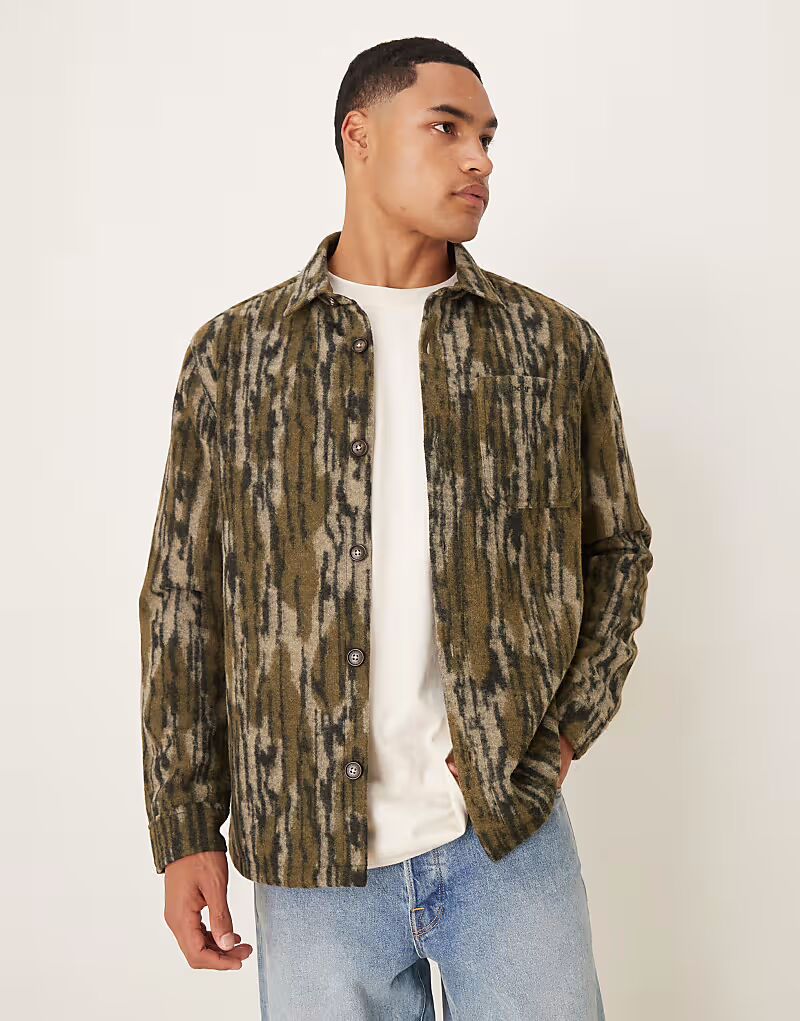 

Свободная рубашка Boldon из смесовой шерсти темно-зеленого цвета Barbour