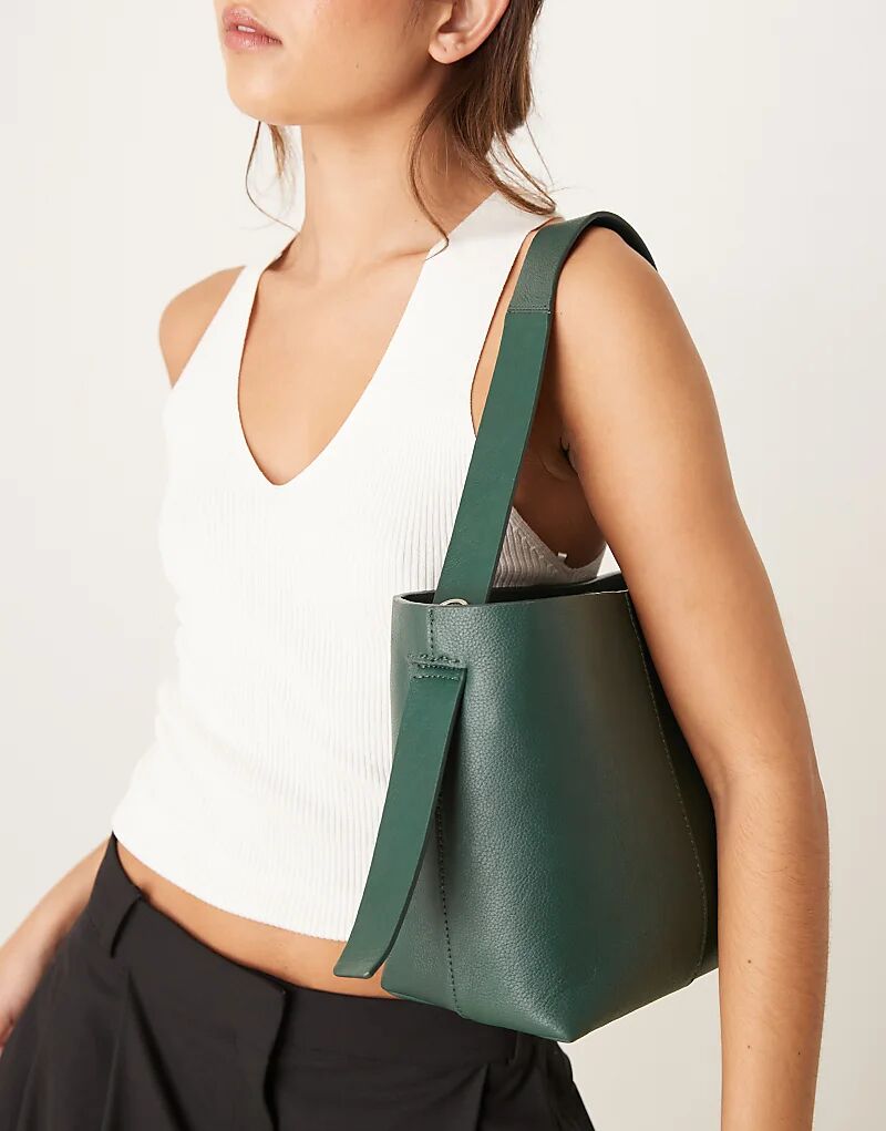 

Сумка через плечо Becksondergaard Fraya из кожи с ремнем через плечо зеленого цвета