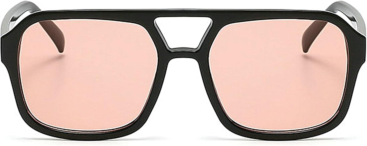 

Солнцезащитные очки COTIA Fashion Square для женщин и мужчин, винтажные, с двойным дужком, в стиле «пилот», классический дизайн, повседневные солнцезащитные очки W38, Black Pink