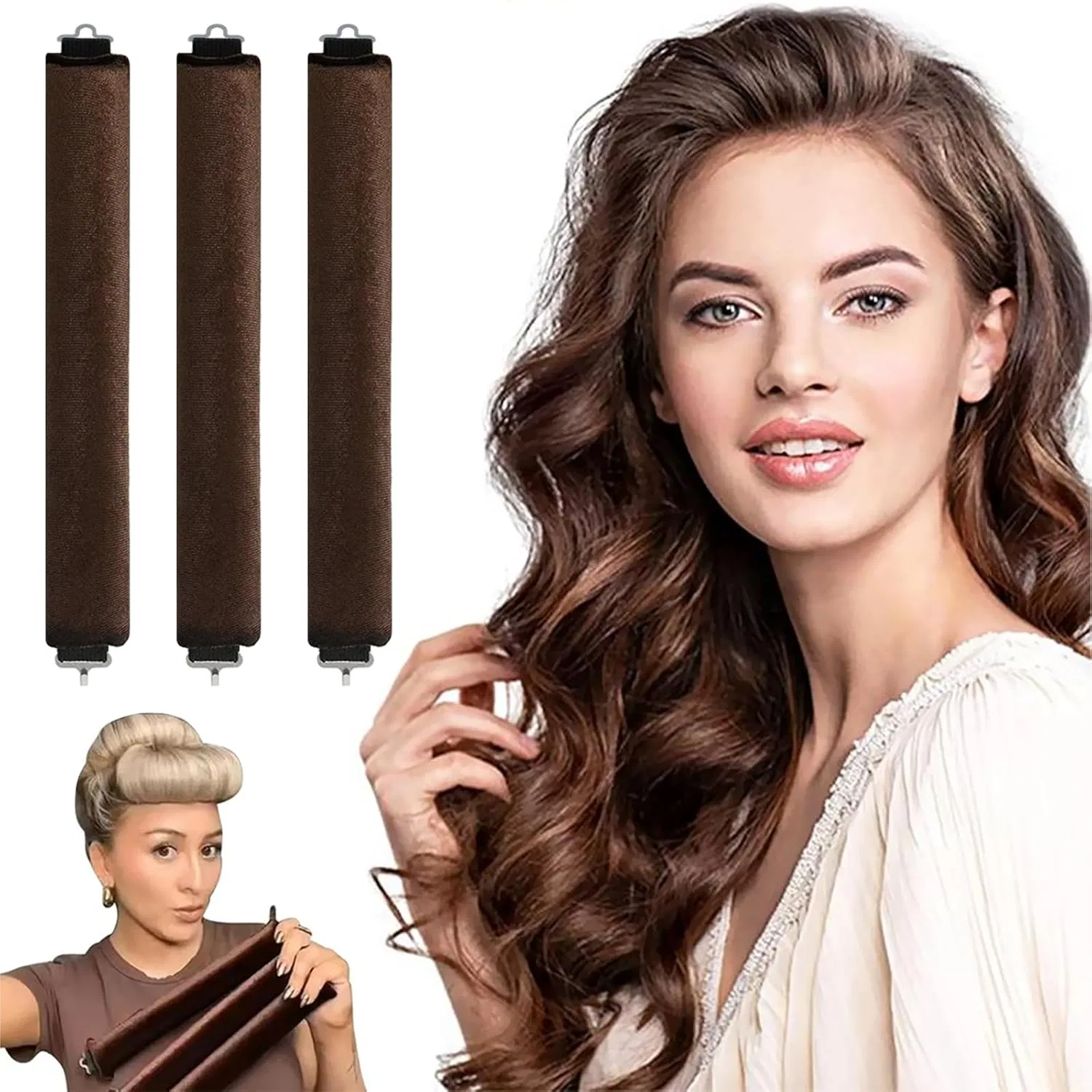 Бигуди для завивки волос без нагрева, 6 штук Dbaily, Pink And Brown — фото 3