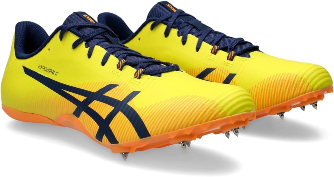 Кроссовки для легкоатлетического трека Asics Hypersprint 8 унисекс, синий/желтый — фото 2