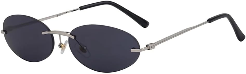 

Солнцезащитные очки в маленькой овальной оправе без ободка для женщин и мужчин, винтажные круглые солнцезащитные очки, модная женская одежда Boundless Shades Eyewear UJNHGQ, C5silvergray