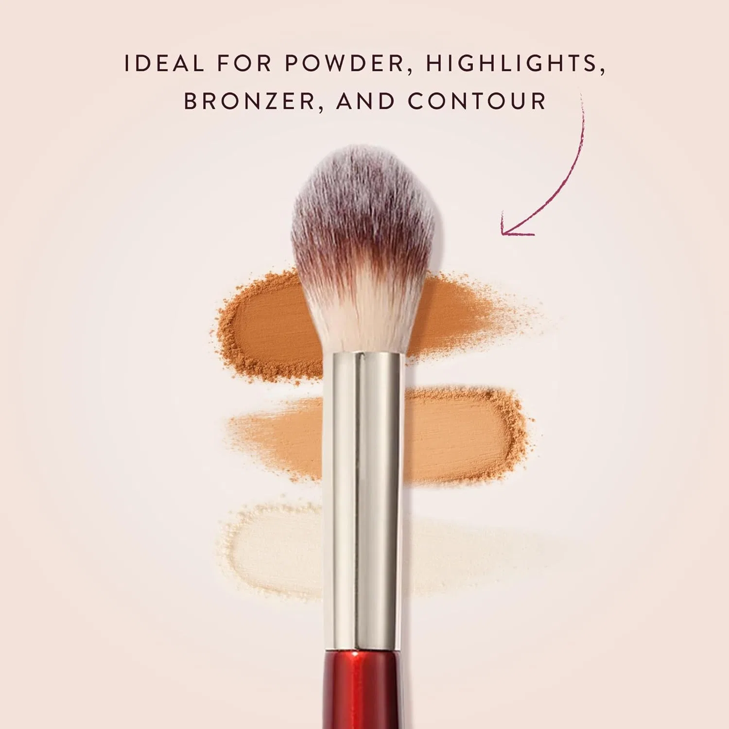 Кисть для макияжа BK Beauty 108 Precision Powder Brush, синтетический ворс, красный — фото 3