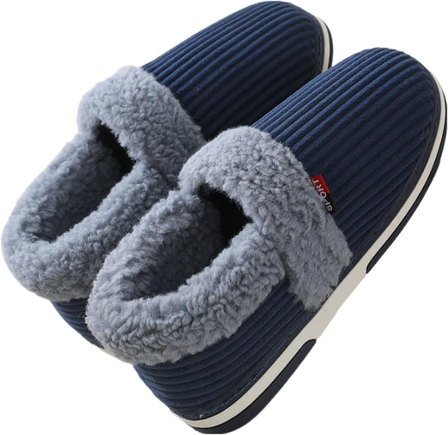 

Домашние тапочки Pluffi для женщин и мужчин, зимние пушистые плюшевые теплые домашние тапочки с противоскользящей подошвой, обувь для дома и улицы, удобные ботильоны до щиколотки Generic, темно-синий