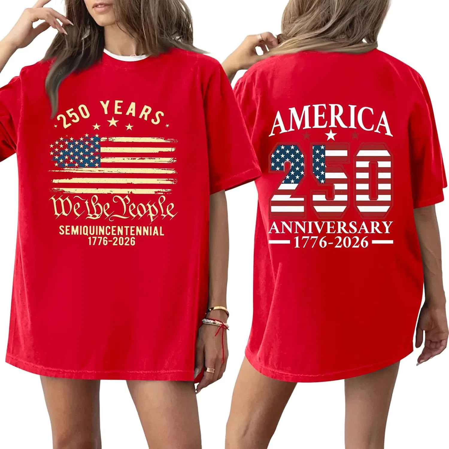 Футболка женская с принтом Independence Day, бренд не указан, 2-red