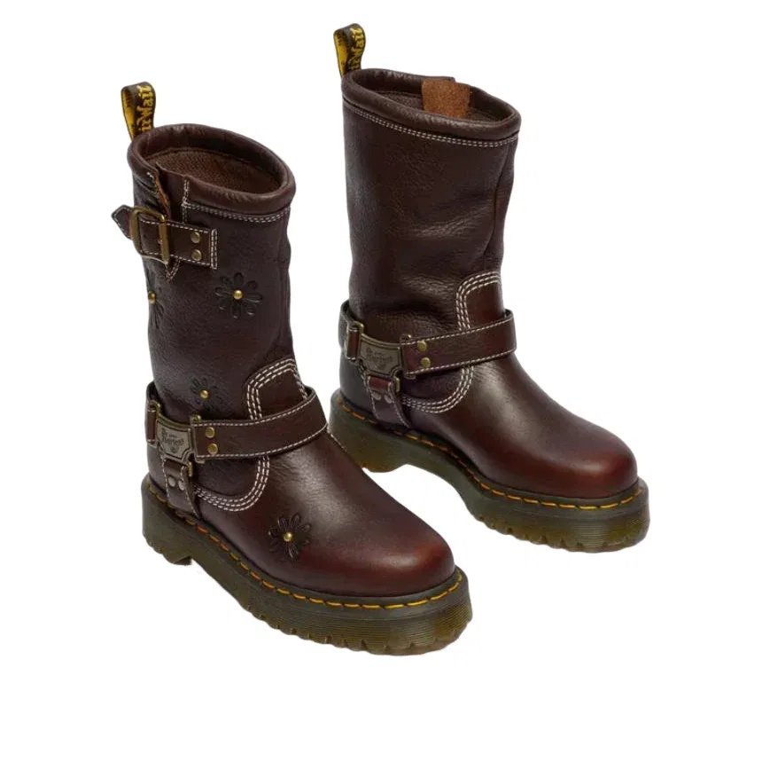 Ботинки Dr. Martens Anistone Hi Flower Rigger Boots, темно-коричневые — фото 4