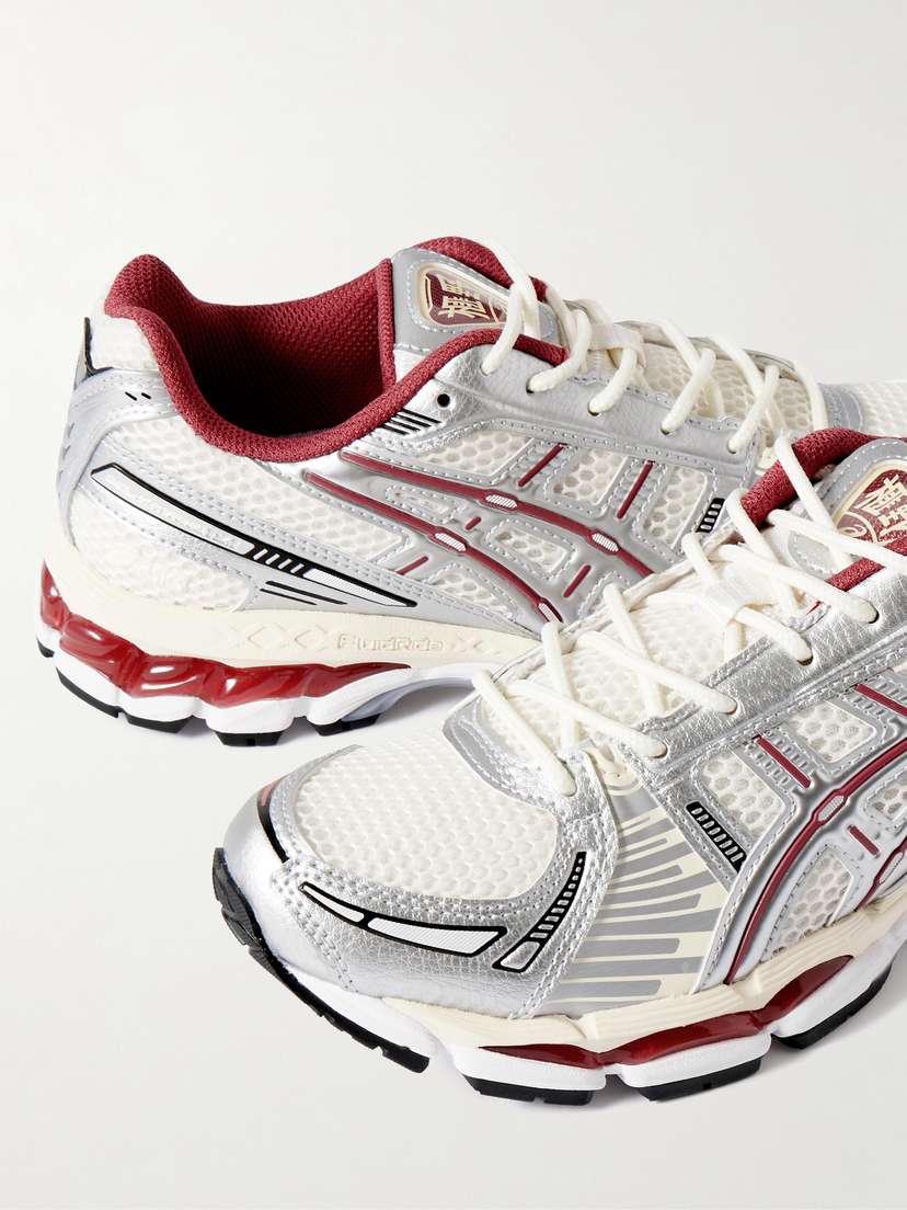 Кроссовки Kith gel-kayano 12.1 из сетки и металлизированной резины Asics, бордовый — фото 4