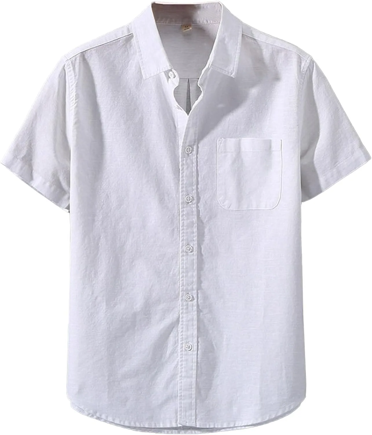 

Мужская льняная хлопковая рубашка с коротким рукавом для пляжа