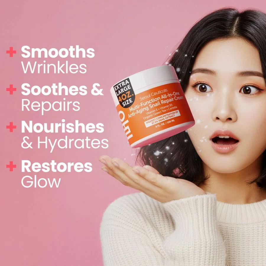Крем для лица Seoul Ceuticals — Корейский многофункциональный антивозрастной восстанавливающий с экстрактом улиточной, 118 мл — фото 2