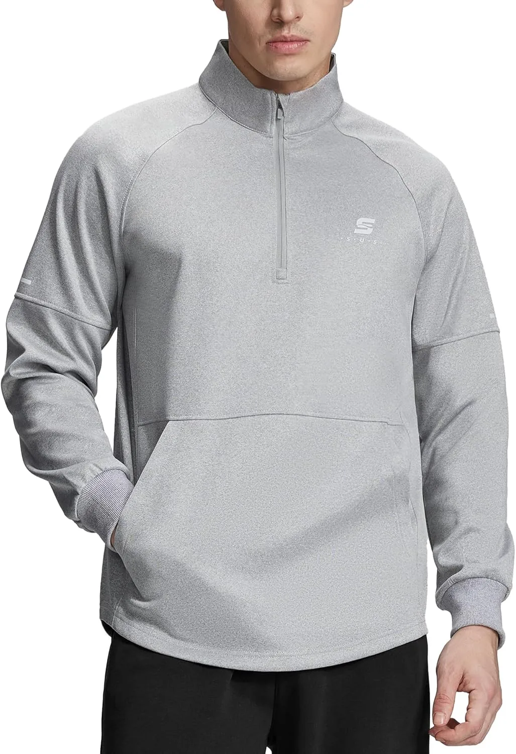 

Susclude мужская толстовка с четвертью молнии, длинный рукав, быстросохнущая