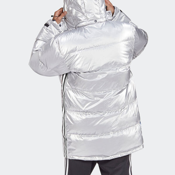 Пуховик adidas originals Metal Dwn Jkt Stay Warm Diagonal zipper Sports hooded down Jacket Silver, цвет silver — фото 4