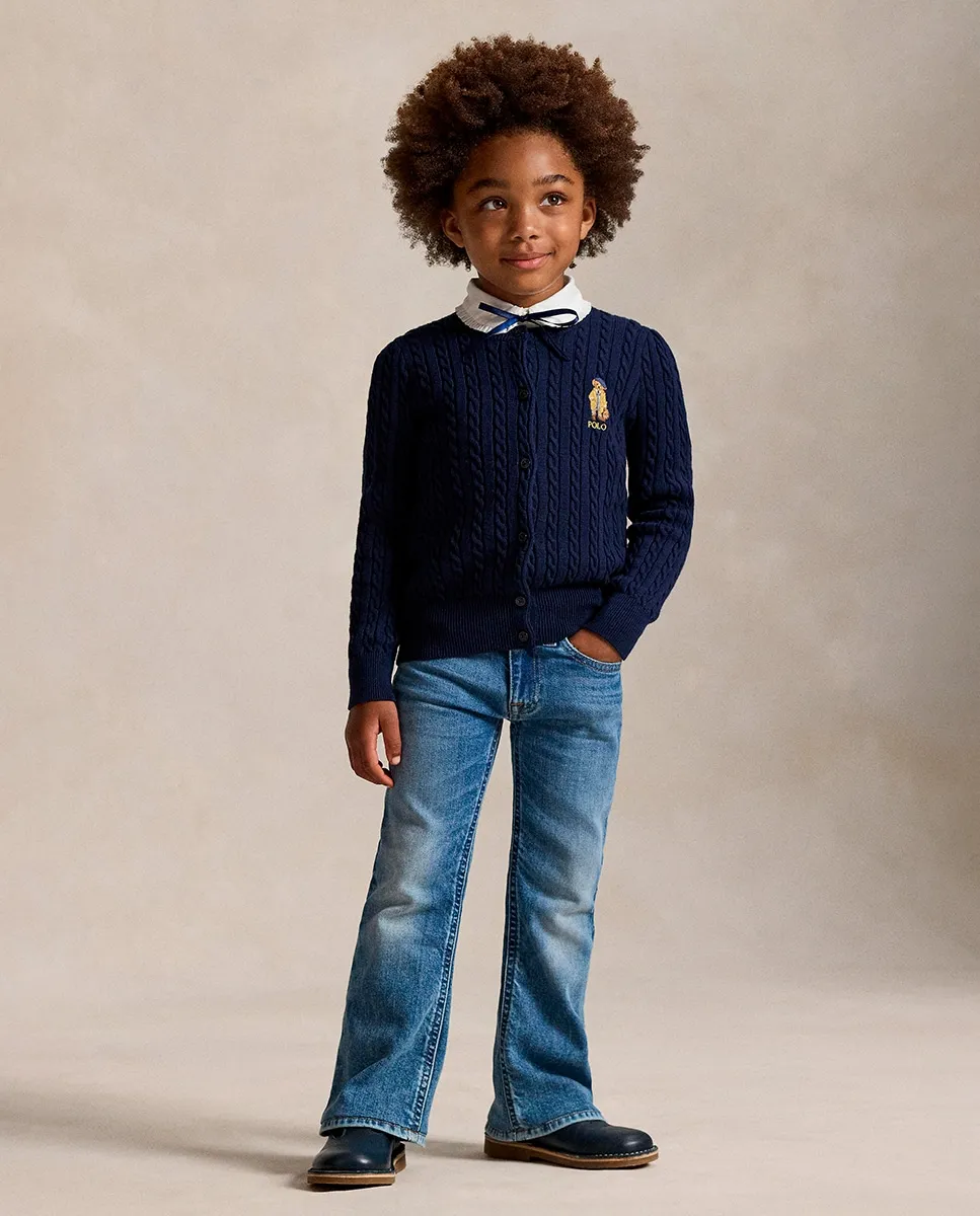 

Джинсы-клеш для девочки из хлопка Polo Ralph Lauren, индиго