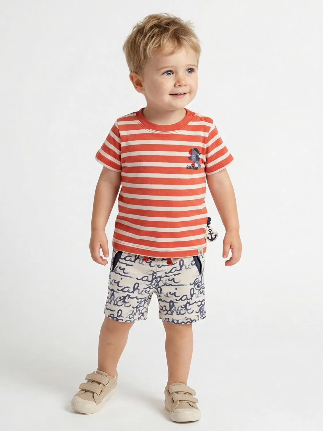 Шорты Sigikid Regular Pants Bermuda Ahoi Little Pirate бежевого цвета — фото 3
