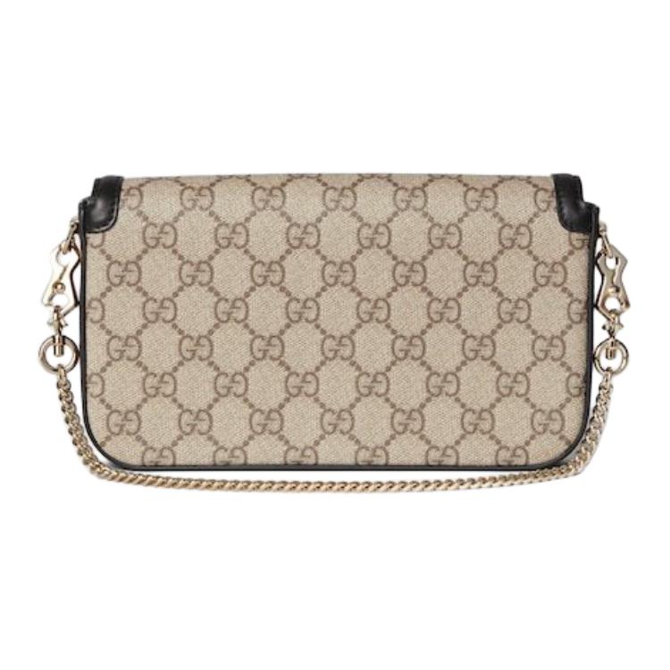 GUCCI Миниатюрная кожаная сумка через плечо с конской удилой — фото 4