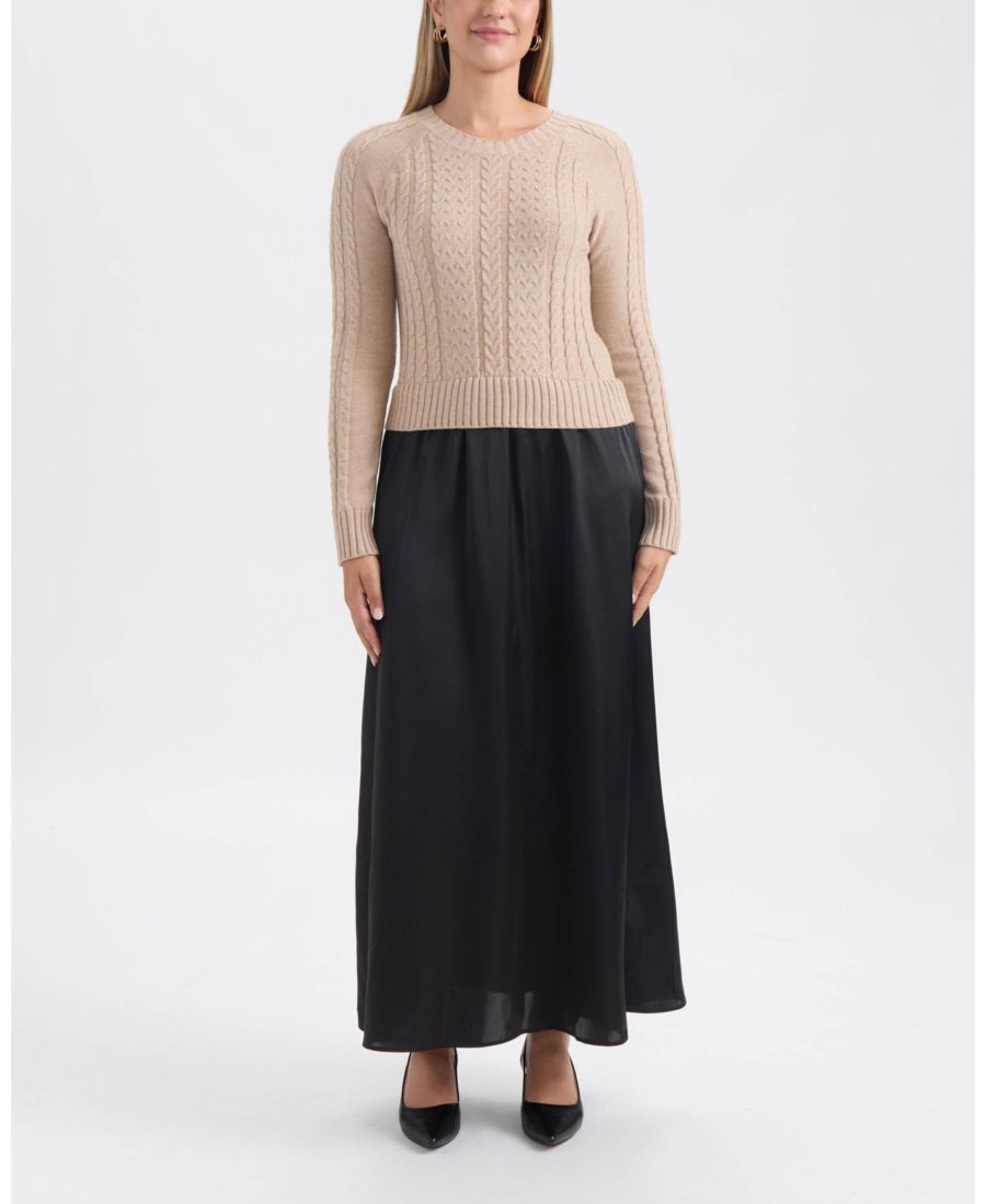 

Женское платье-свитер с косами два в одном Ellen Tracy, Taupe mix