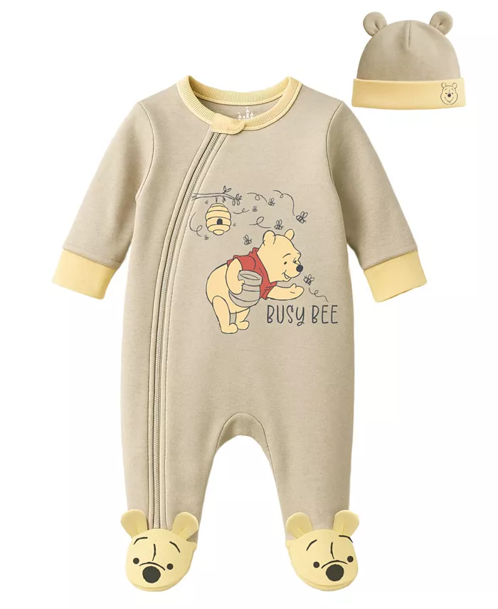 

Комплект для сна Pooh из 2 предметов: шапочка и комбинезон для мальчиков и девочек Disney, загар/бежевый