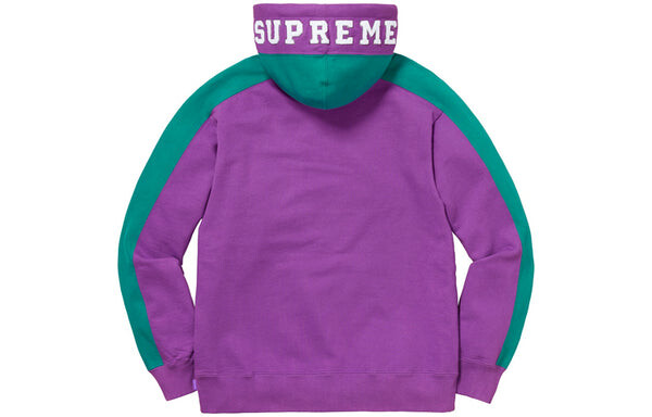 Толстовка fw18 paneled hooded sweatshirt violet Supreme, фиолетовый — фото 2