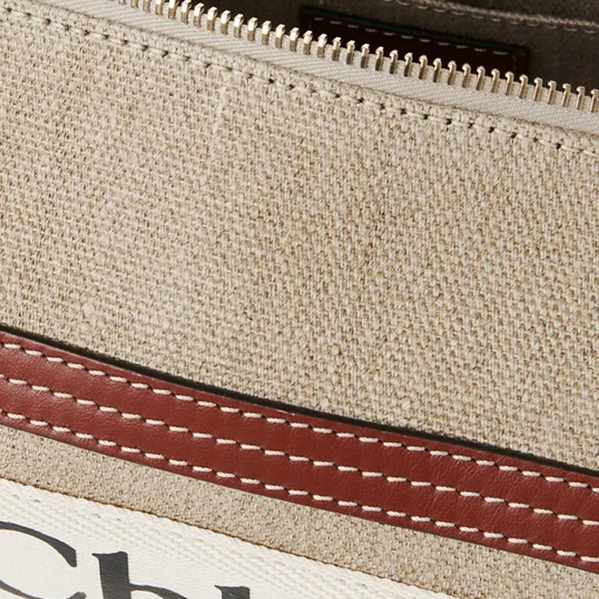 Chloé Сумка кросс-боди Chloe из льняного полотна с телячьей кожей — фото 4