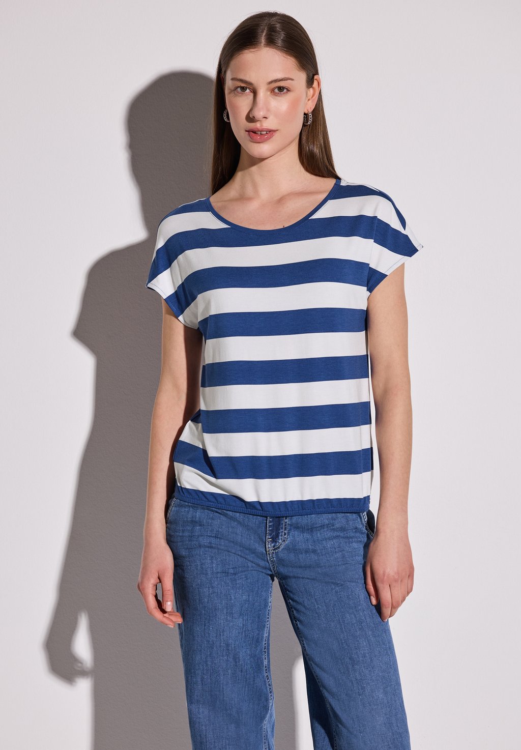 

Футболка с принтом STREET ONE GESTREIFTES T-SHIRT, металлик синий