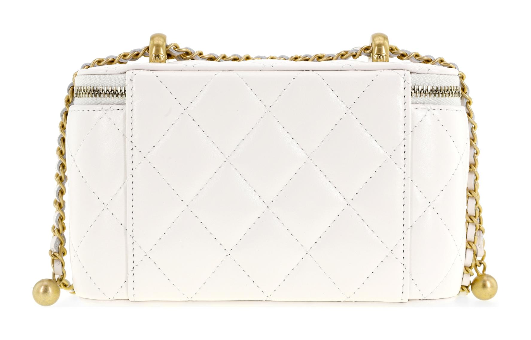 Сумка-коробка из телячьей кожи, через плечо, кроссбоди женская белая CHANEL — фото 4