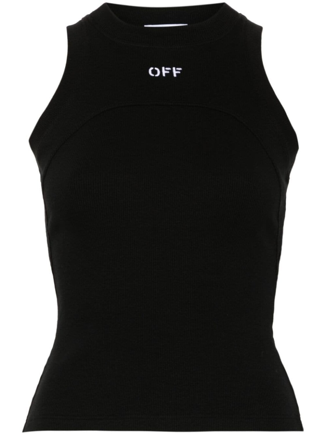 

Off-White топ в рубчик с вышитым логотипом, черный