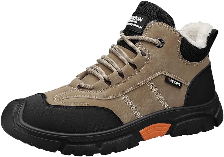 

Мужские зимние трекинговые снегоступы Hhhchpm, водонепроницаемые ботинки с противоскользящей подошвой, полностью с меховой подкладкой, повседневные и ботинки на шнуровке для тепла, походов и активного отдыха, хаки