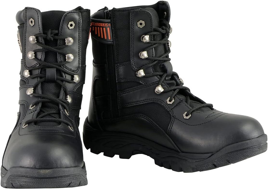 Мужские байкерские ботинки Milwaukee Leather MBM9105-9, 23 см, черная кожа, тактический стиль SWAT с шнуровкой ‎Milwaukee Performance — фото 2