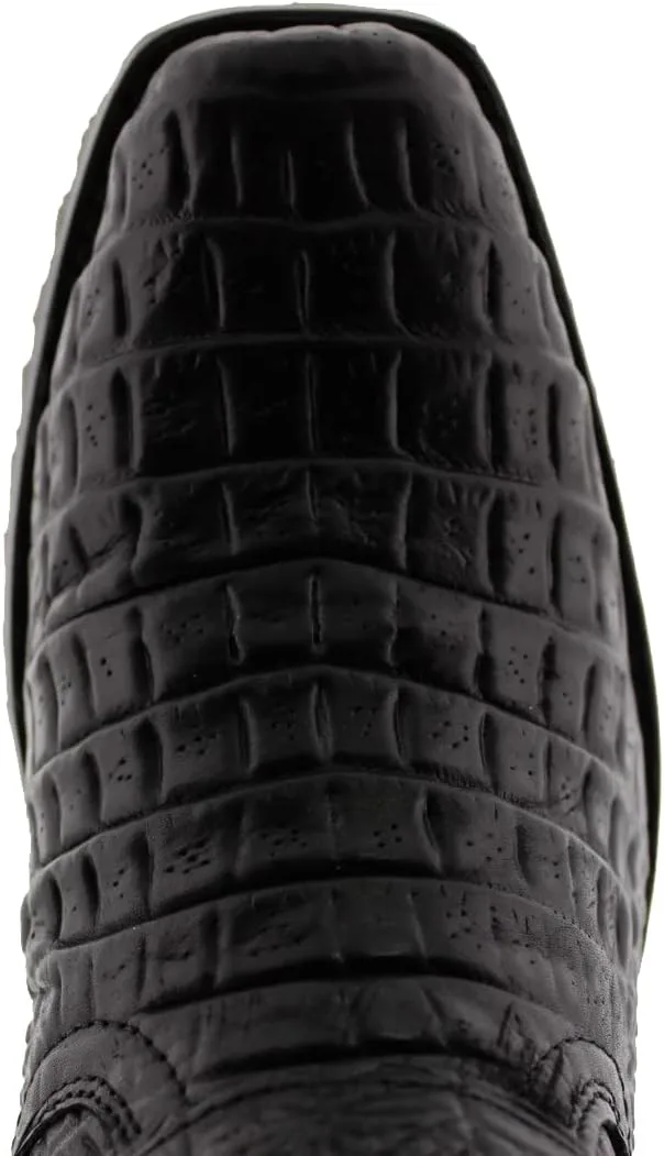 

Мужские профессиональные ковбойские мотоботы черного цвета из кожи с тиснением под крокодила и квадратным носком Cowboy Professional, черный