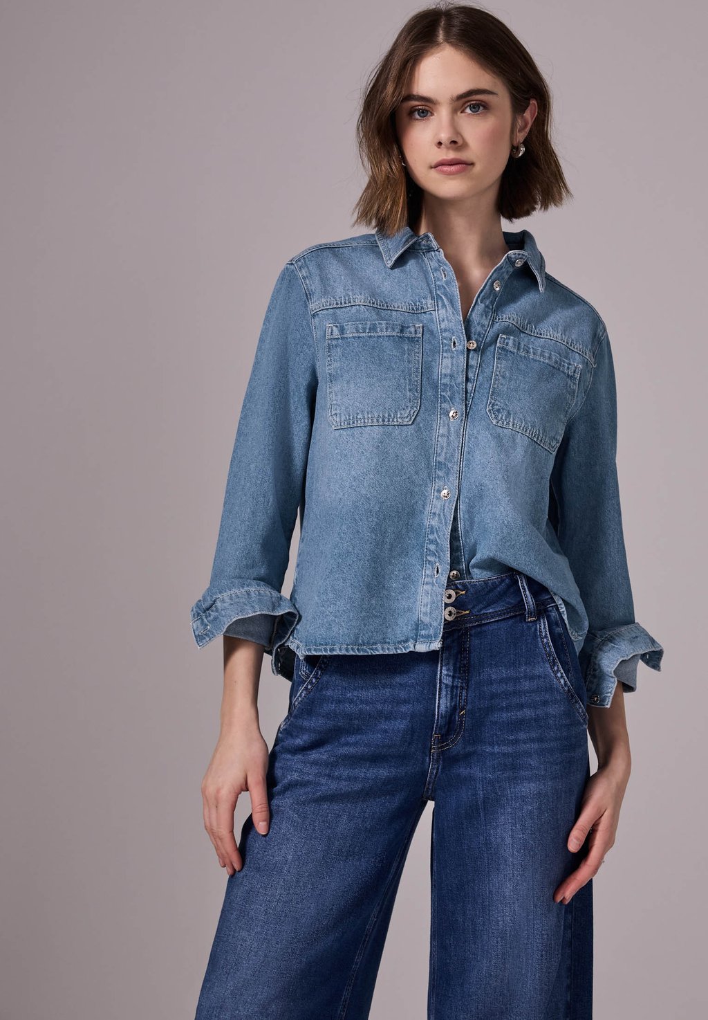 

Джинсовая куртка CROPPED OVERSHIRT Street One Studio, деним