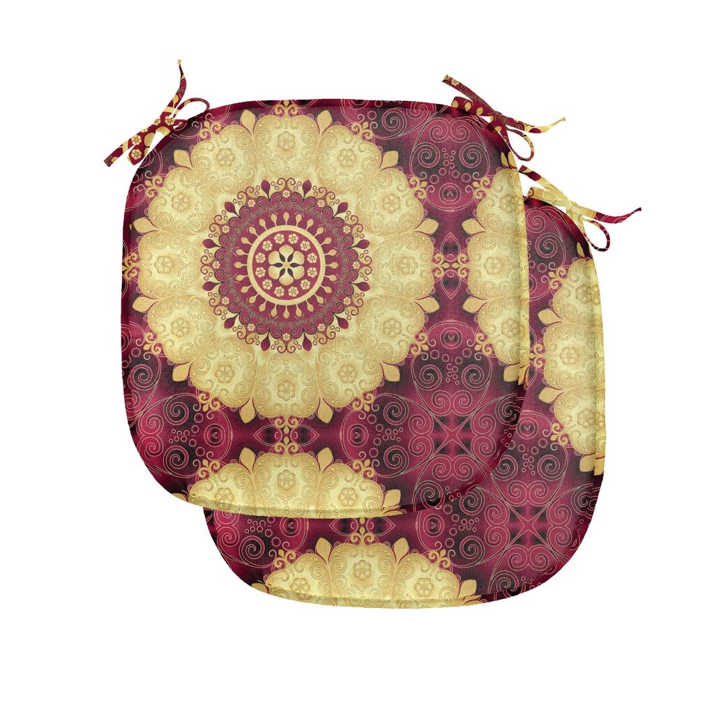 

Подушки на обеденный стул ABAKUHAUS Purple Mandala, искусство старого барокко, декоративная водонепроницаемая подушка с ремнями для кухонных сидений, 40 см x 40 см — упаковка из 2 шт., темно-бордовый цвет