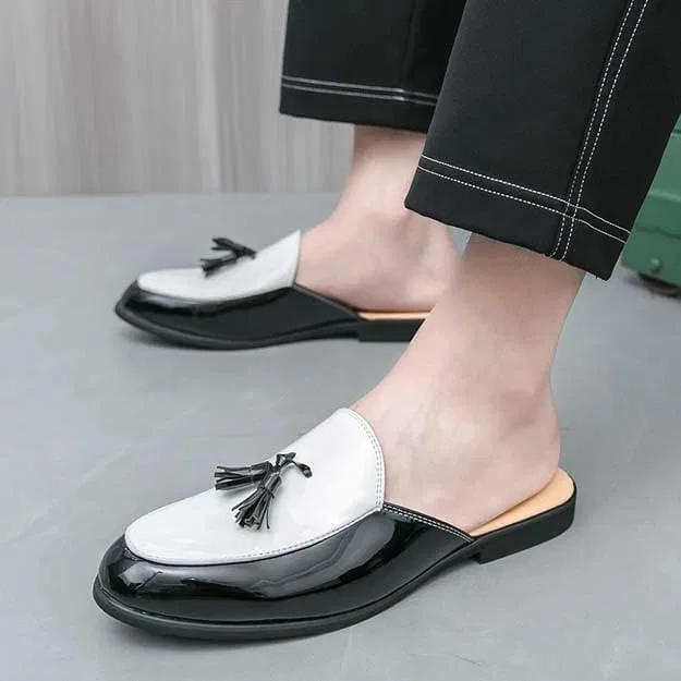 Лоферы мужские повседневные Half Shoes, черно-белые — фото 2