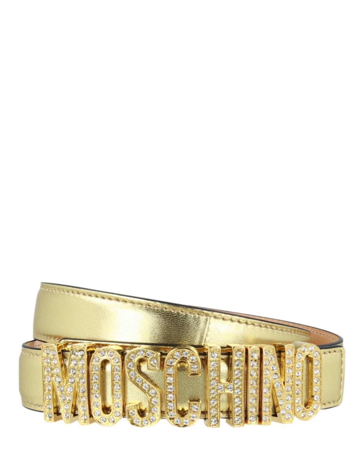 

Надпись-логотип, украшенная кристаллами Moschino, цвет Platinum