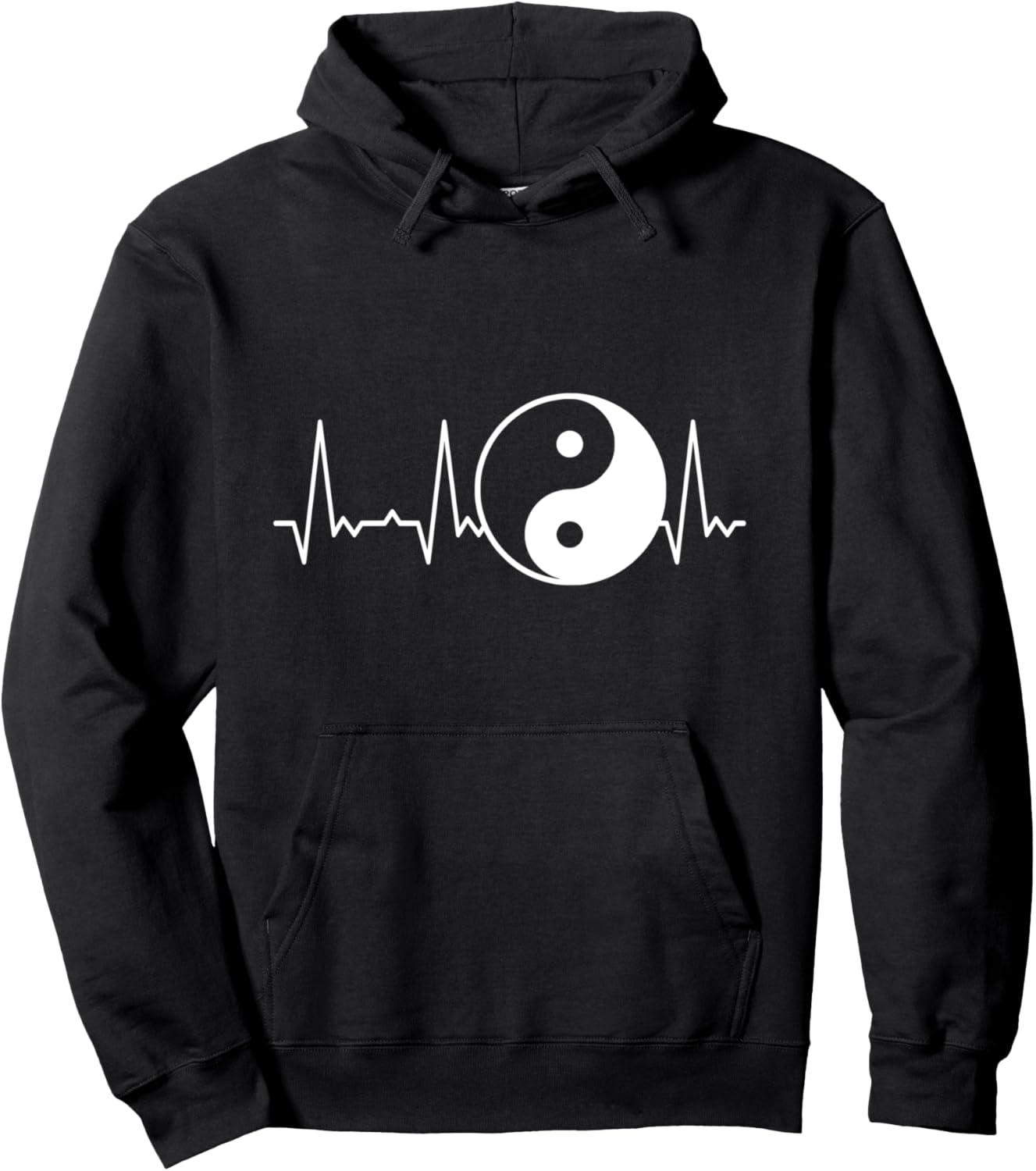 

Худи с надписью «Сердцебиение Инь-Ян» Heartbeat Graphic Gifts For Women, Men, And Kids, черный