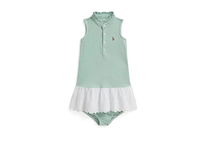 Платье с сеткой и шароварами Eyelet Cotton Mesh Dress & Bloomer Polo Ralph Lauren Kids, New Sapphire/White
