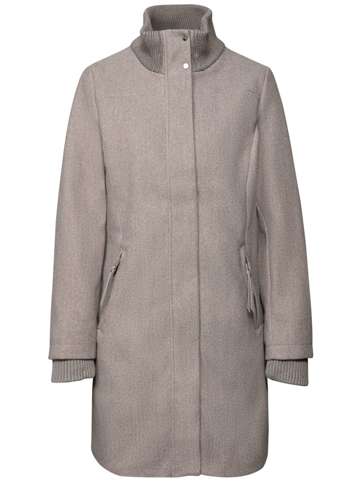 

Пальто QR с трикотажными деталями в цвете песочный мокко меланж. Street One