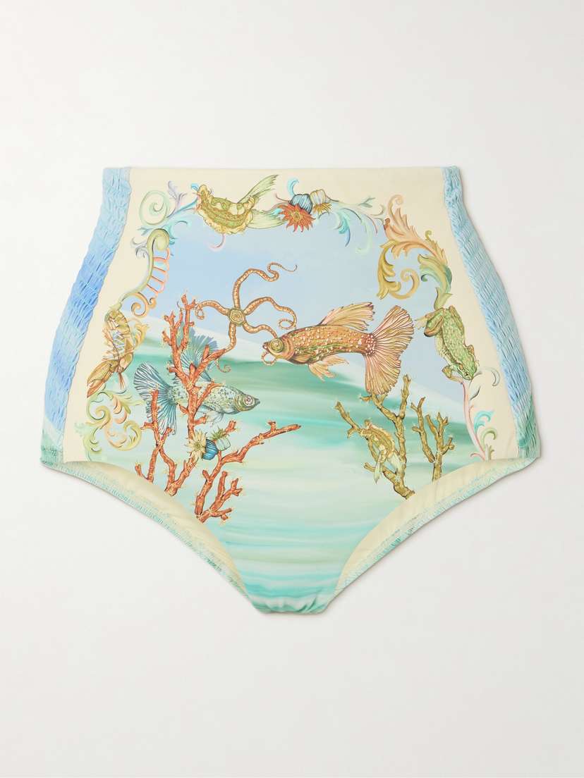 

Плавки-Бикини Emerald Cove с принтом и сборками Alémais, синий