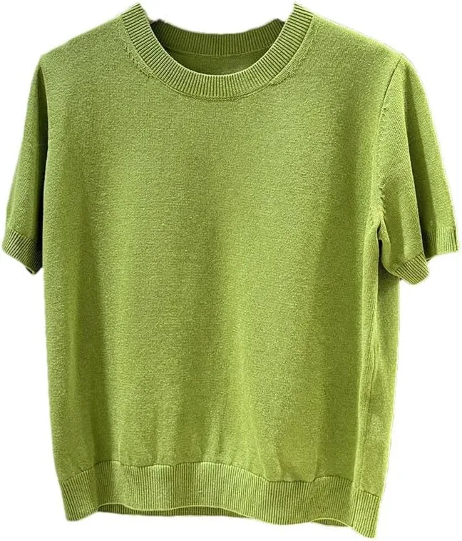 

Женская летняя вязаная футболка свободного кроя с коротким рукавом