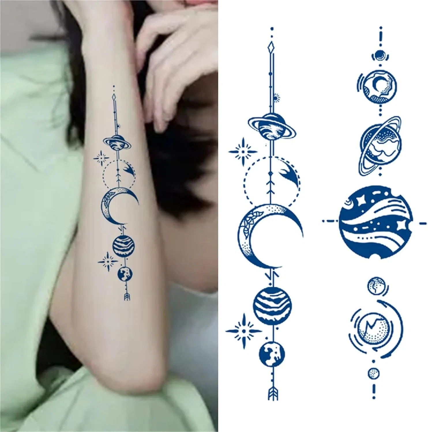 Временная татуировка Starry Moon, длинная полоска — фото 2