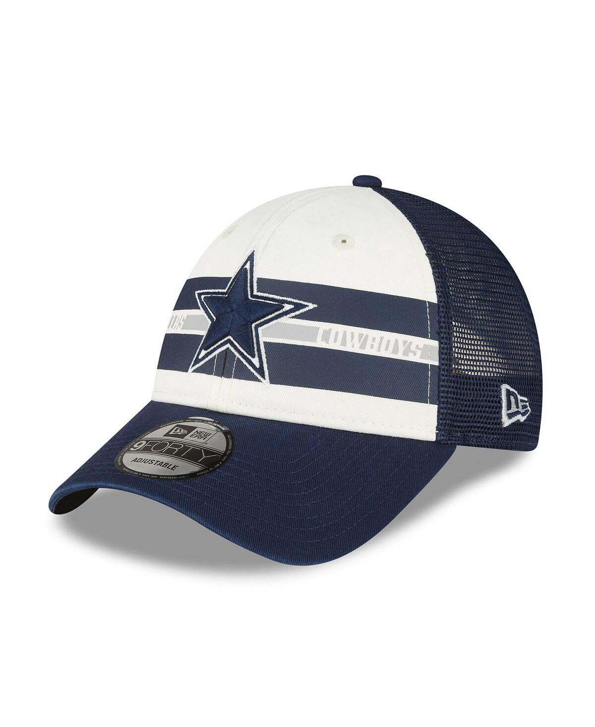 

Мужская кремово-темно-синяя кепка Dallas Cowboys Team Stripe Trucker 9FORTY Snapback New Era