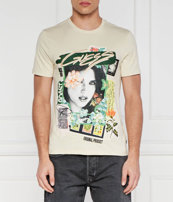 

Футболка Guess Jeans Regular Fit с логотипом, бежевый