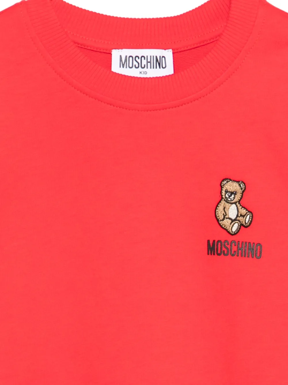 Свитшот с логотипом и нашивкой в виде мишки Moschino Kids, красный — фото 3