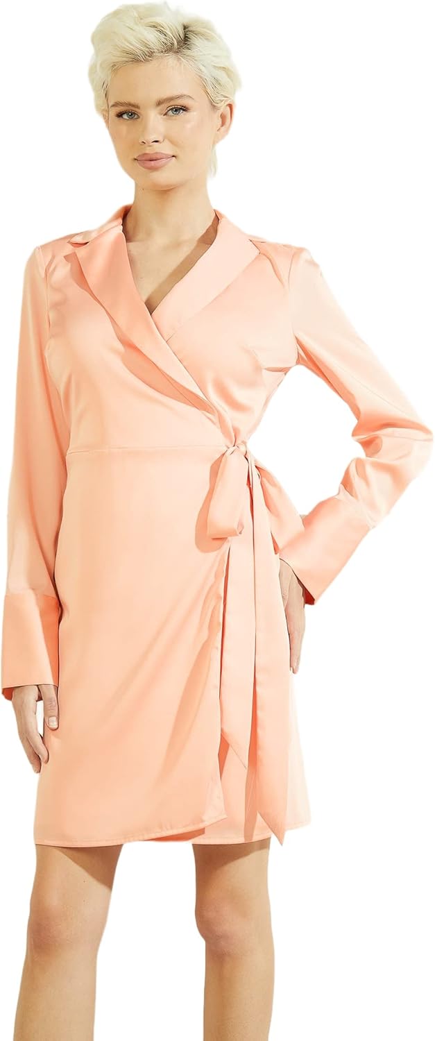 

Женское платье Adair с длинным рукавом и запахом Eco Essential GUESS, Peach Creme
