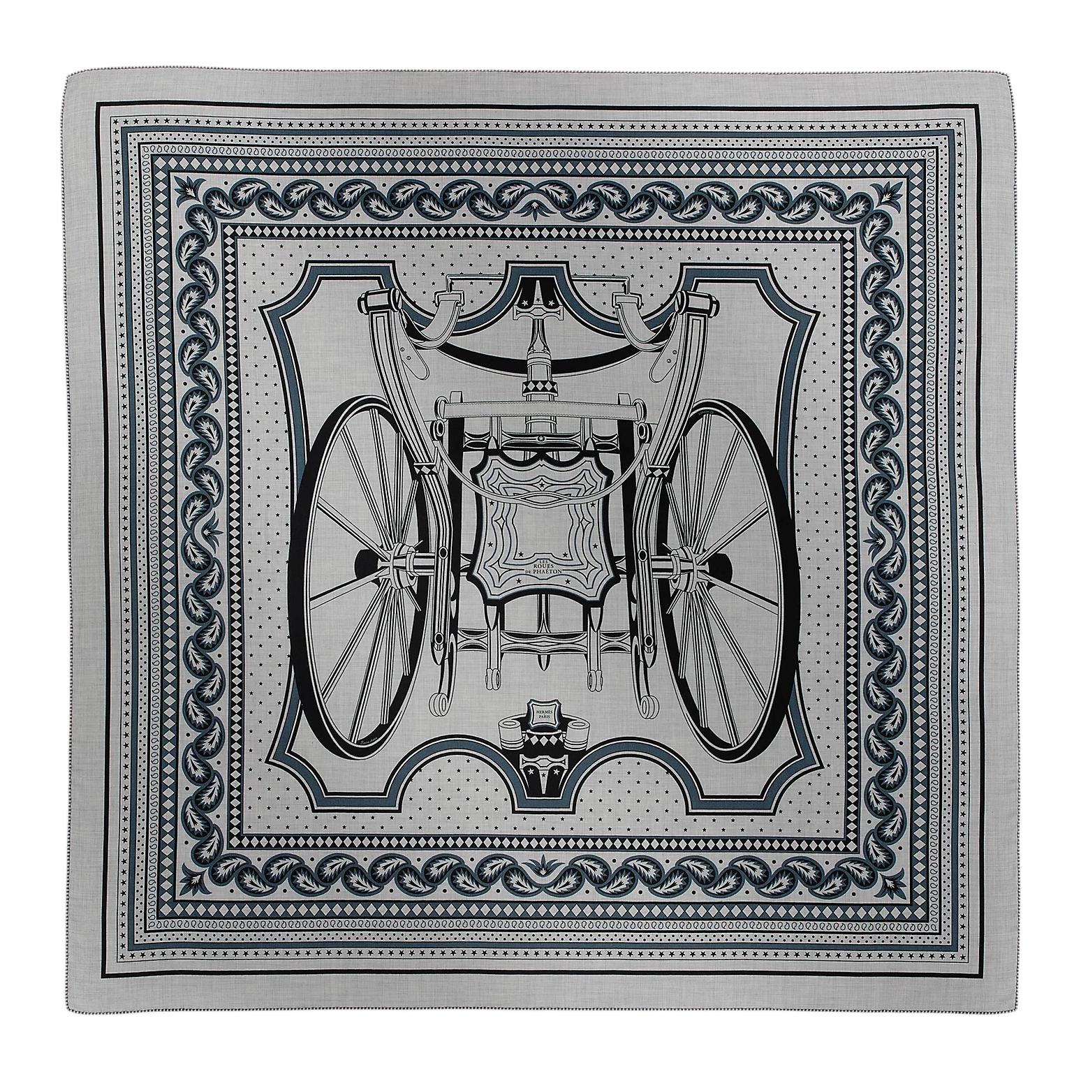 

Кашемировая и шелковая шаль унисекс серого цвета HERMES