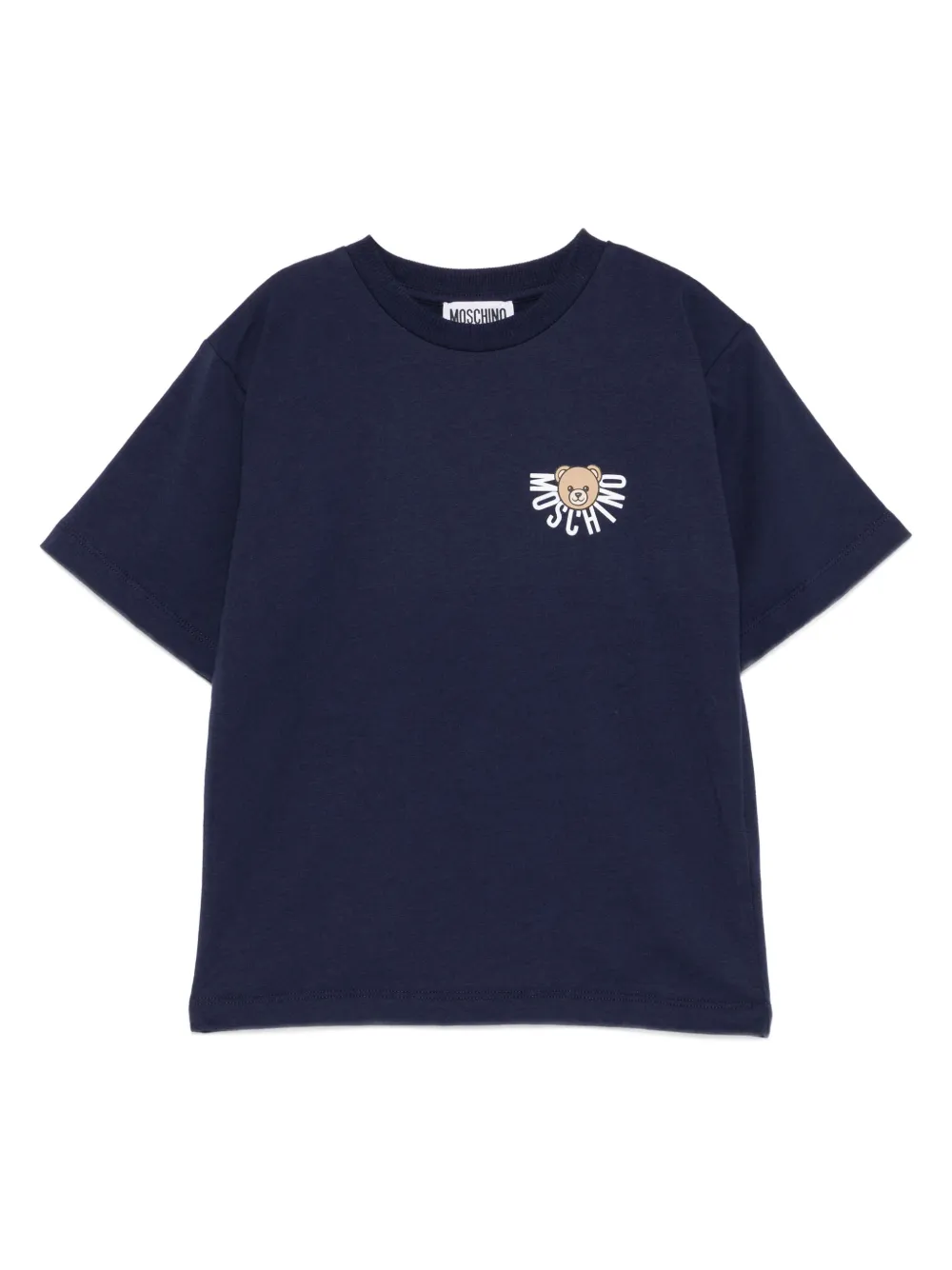 

Футболка с логотипом плюшевого мишки Moschino Kids, синий