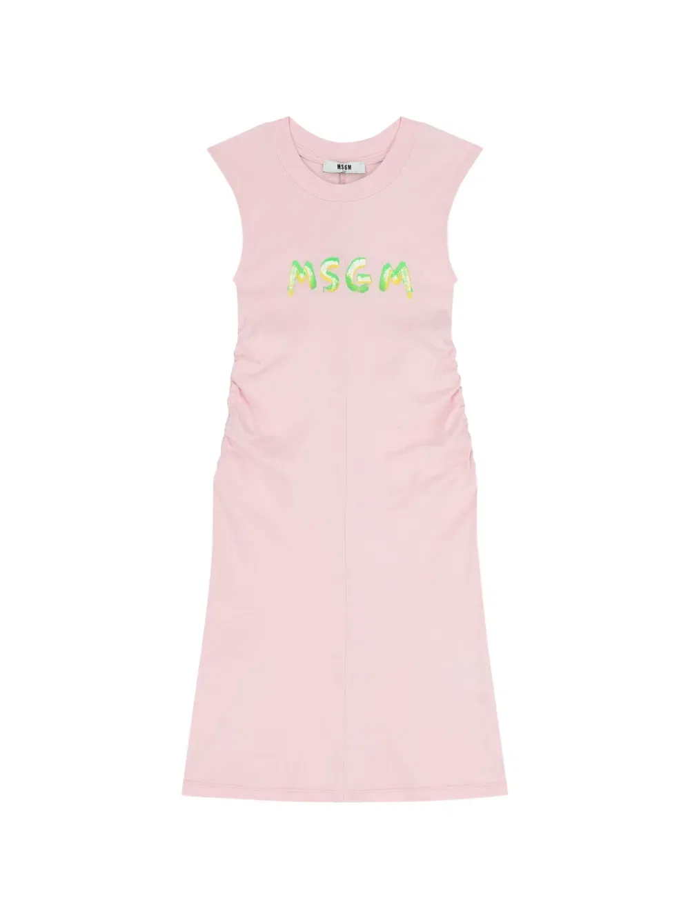Платье с присборенным верхом и принтом логотипа Msgm Kids, розовый